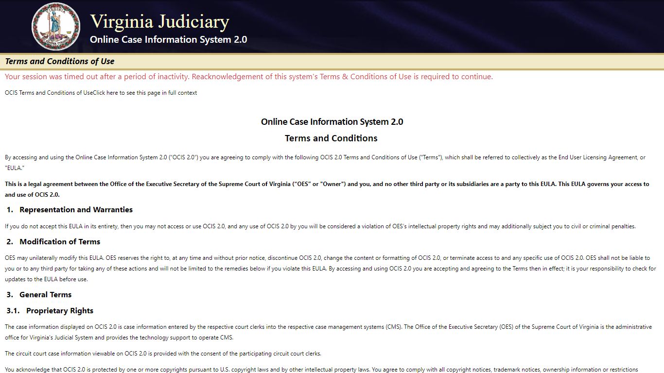 Virginia Judiciary Online Case Information System